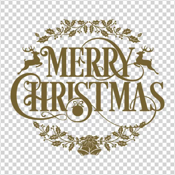 Ornate Gold Merry Christmas Text PNG