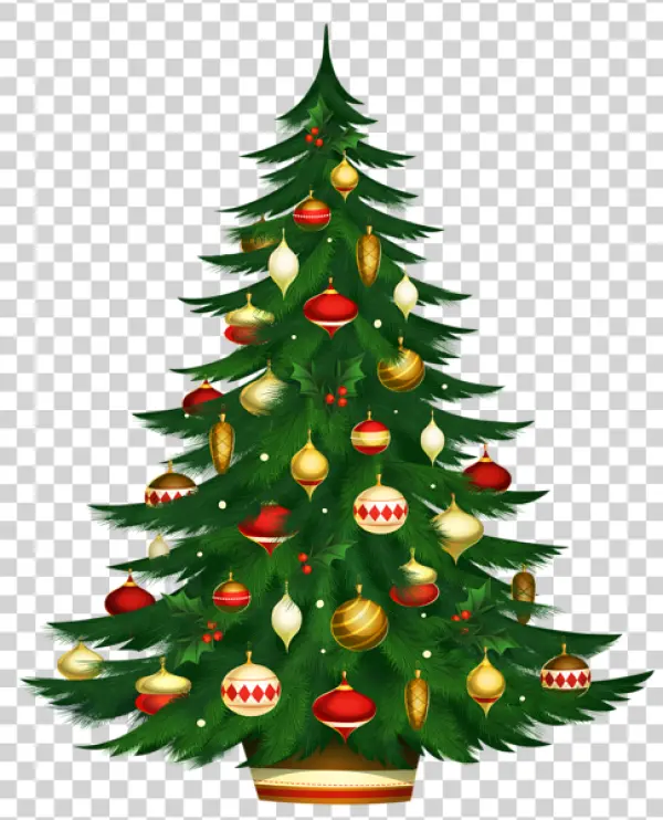 Festive Christmas Tree Decorated PNG