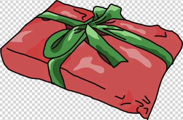 Red Gift Box with Green Ribbon PNG Transparent
