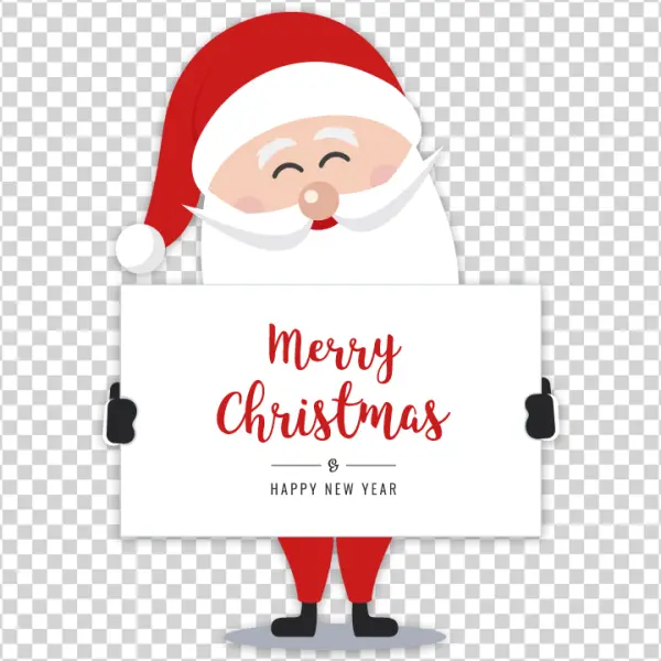 Cartoon Santa Claus with Merry Christmas Sign PNG