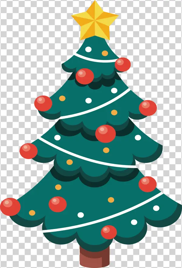 Decorated Christmas Tree with Star PNG Transparent