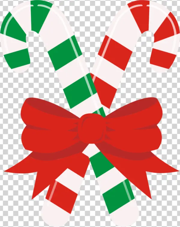 Christmas Candy Canes with Red Bow PNG Transparent Background