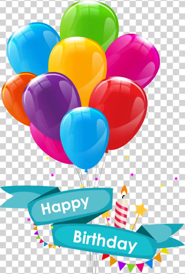 Happy Birthday Balloons and Banner PNG
