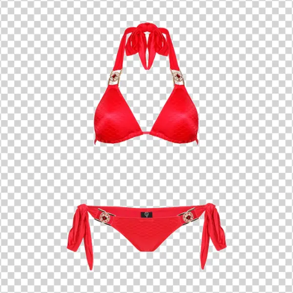Red Bikini with Gemstone Embellishments PNG Transparent