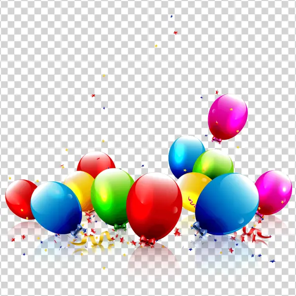 Colorful Celebration Balloons with Confetti PNG Transparent