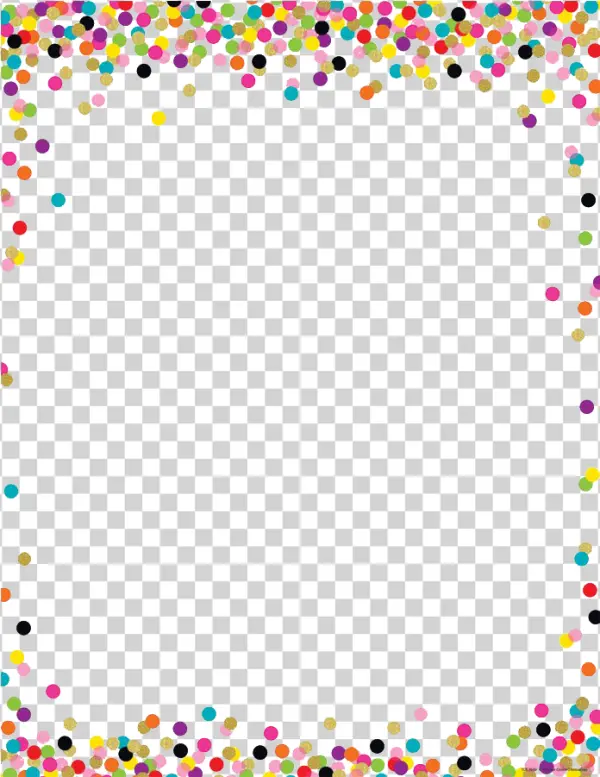 Multicolor Confetti Border Frame PNG