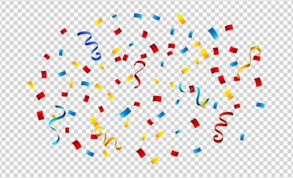 Colorful Confetti and Streamers PNG Transparent Background