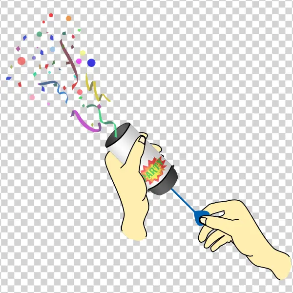 Party Popper with Confetti Burst PNG