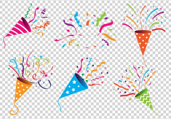 Colorful Party Poppers and Confetti PNG