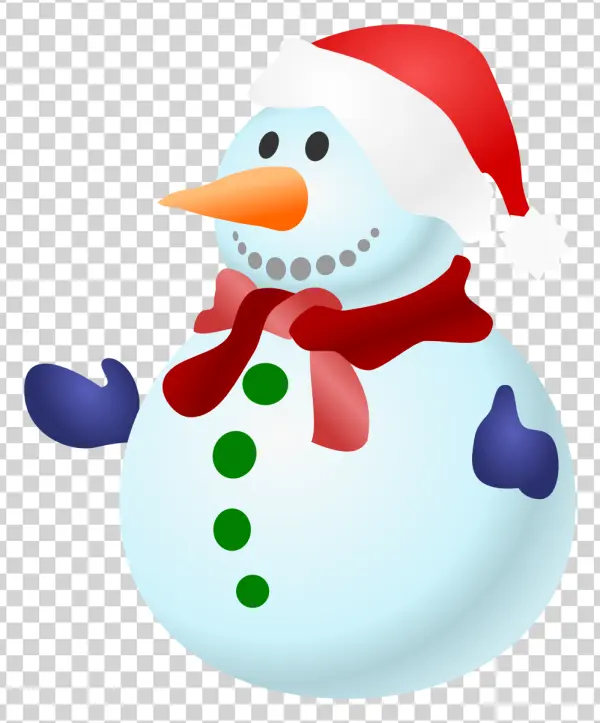 Cartoon Snowman with Santa Hat PNG Transparent Background