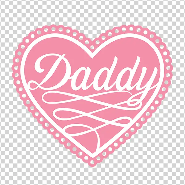 Pink Heart with "Daddy" Text PNG