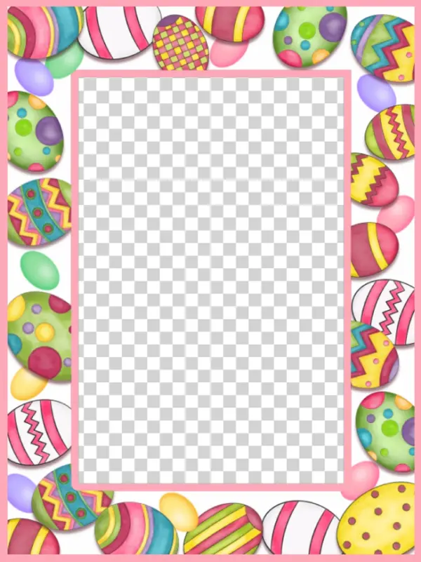 Colorful Easter Eggs Frame PNG Transparent Background