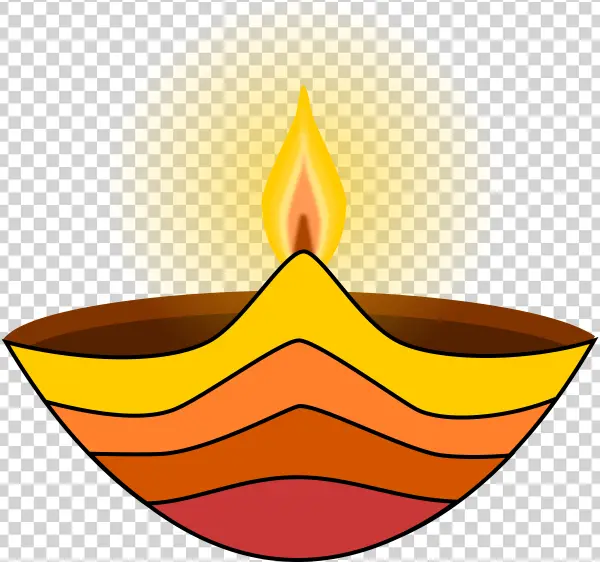 Vibrant Diwali Diya Lamp with Flame PNG