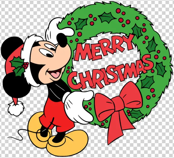Mickey Mouse Merry Christmas Wreath PNG