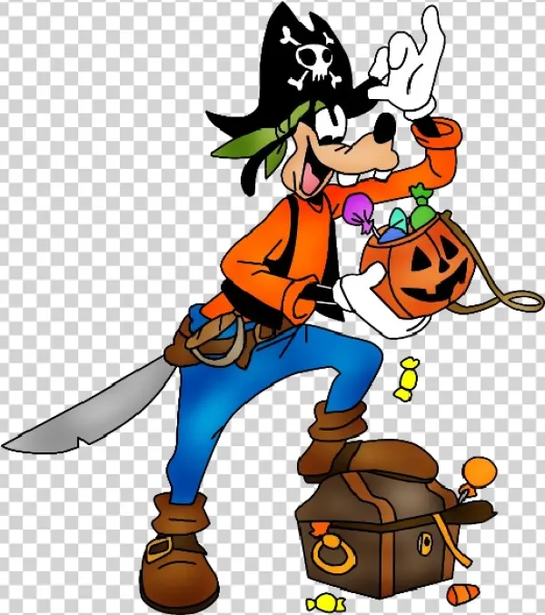 Goofy Pirate Halloween Trick-or-Treat PNG