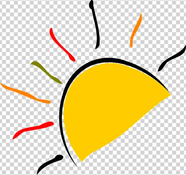 Stylized Sun Icon with Colorful Rays