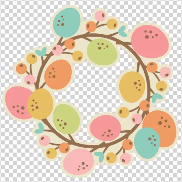 Pastel Berry and Leaf Wreath PNG Transparent Background