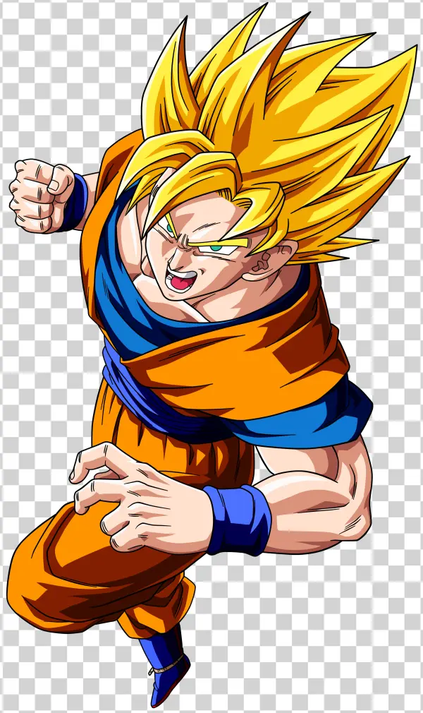 Goku Super Saiyan Dynamic Pose PNG Transparent