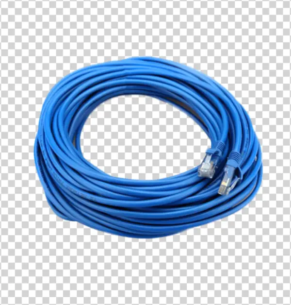 Blue Ethernet Cable Coil PNG Transparent Background