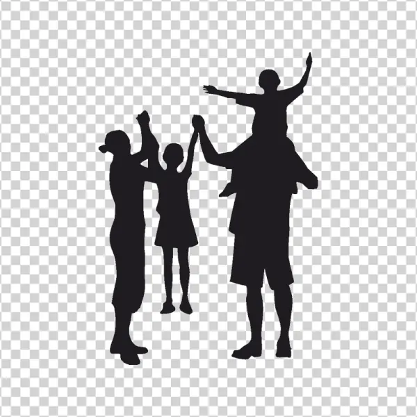 Joyful Family Silhouettes Group PNG