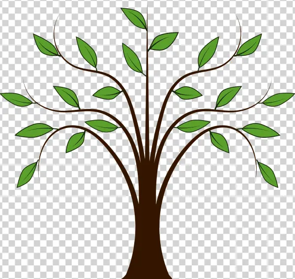 Stylized Tree with Green Leaves Transparent PNG