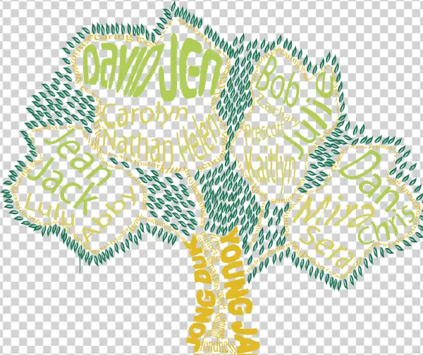 Family Word Cloud Tree Art PNG Transparent Background
