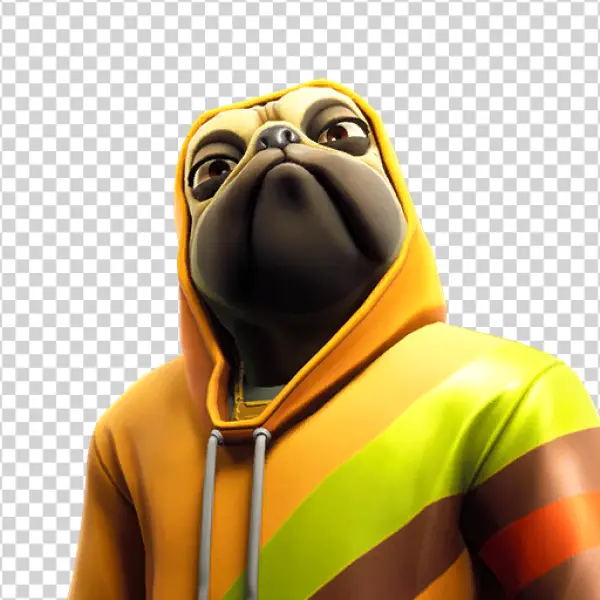 Fortnite Pug in Striped Hoodie PNG