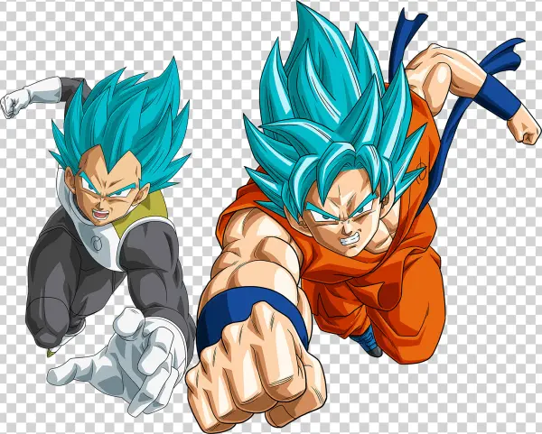 Goku and Vegeta Super Saiyan Blue Charging PNG