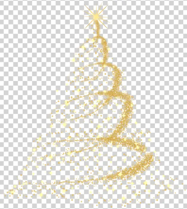 Golden Sparkle Christmas Tree PNG Transparent Background