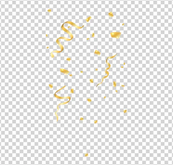 Golden Confetti and Ribbons Transparent PNG