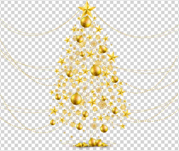 Golden Christmas Tree PNG Transparent Background