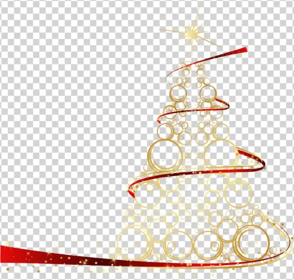 Golden Abstract Christmas Tree PNG Transparent Background