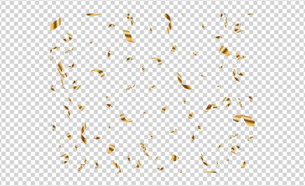 Golden Confetti Falling Transparent Background PNG