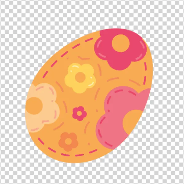 Cute Floral Easter Egg PNG