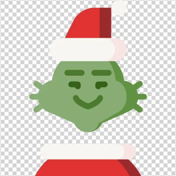Grinch Icon with Santa Hat PNG Transparent