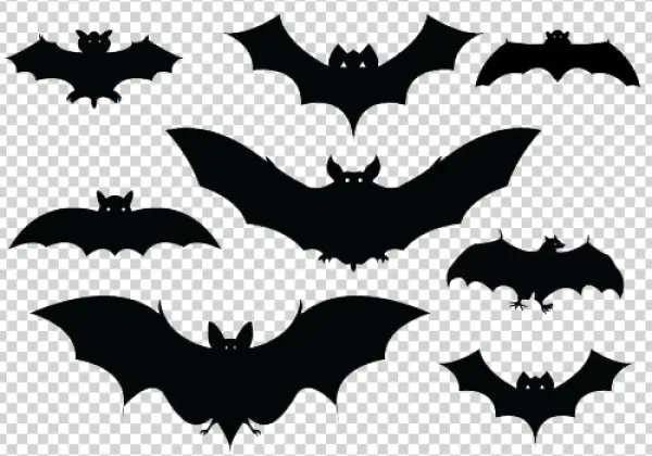 Halloween Flying Bat Silhouettes PNG