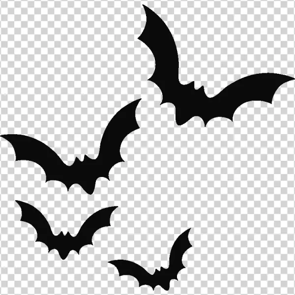Flying Bats Silhouettes PNG Transparent