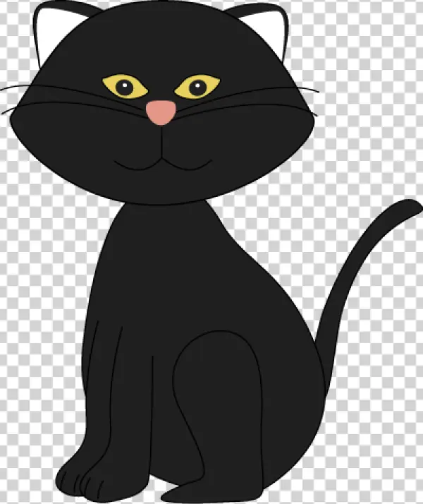 Cute Cartoon Black Cat PNG Transparent Background