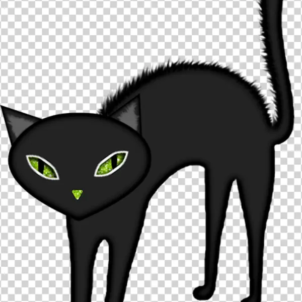 Black Cat with Green Glitter Eyes PNG