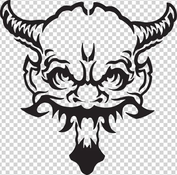 Tribal Demon Monster Head Silhouette PNG