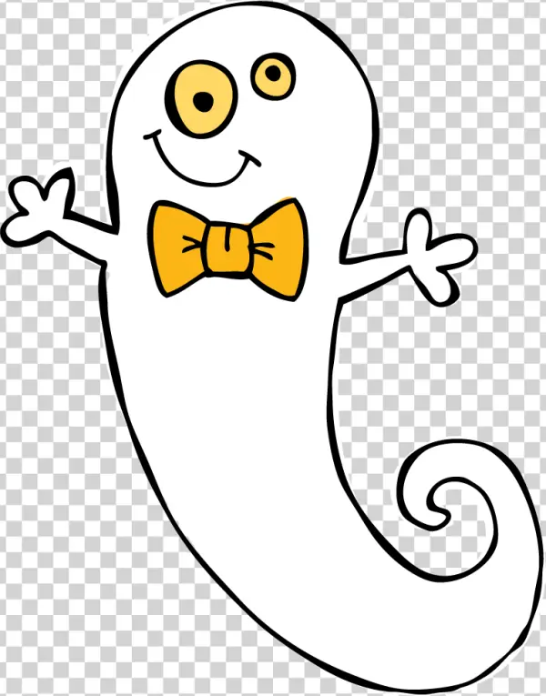Friendly Cartoon Ghost with Bow Tie PNG Transparent