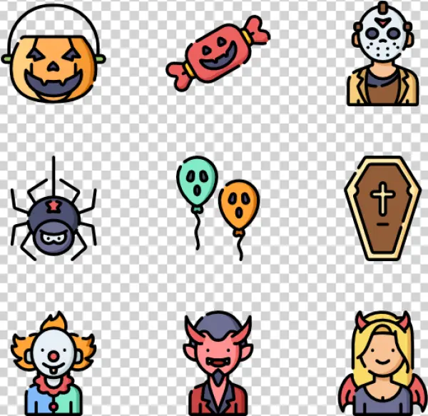 Halloween Spooky Icons Collection PNG Transparent