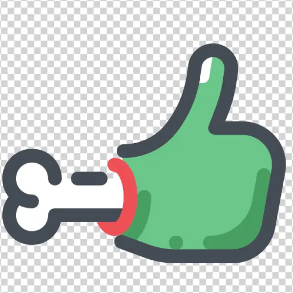 Zombie Thumbs Up Hand Icon with Bone
