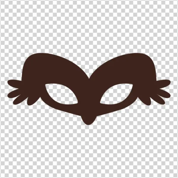 Dark Brown Feathered Masquerade Mask PNG