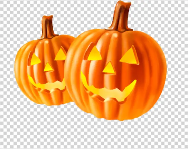 Two Jack-o'-Lanterns Halloween PNG Transparent
