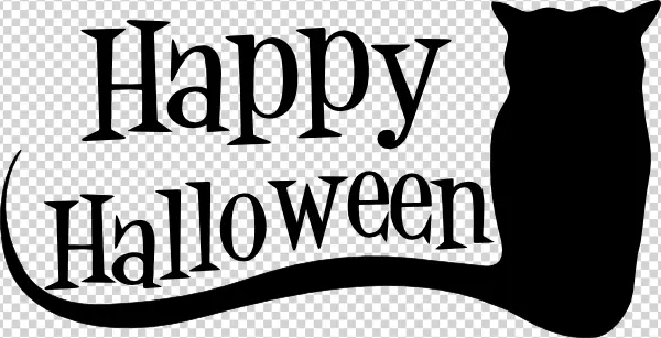 Happy Halloween Black Cat Silhouette PNG