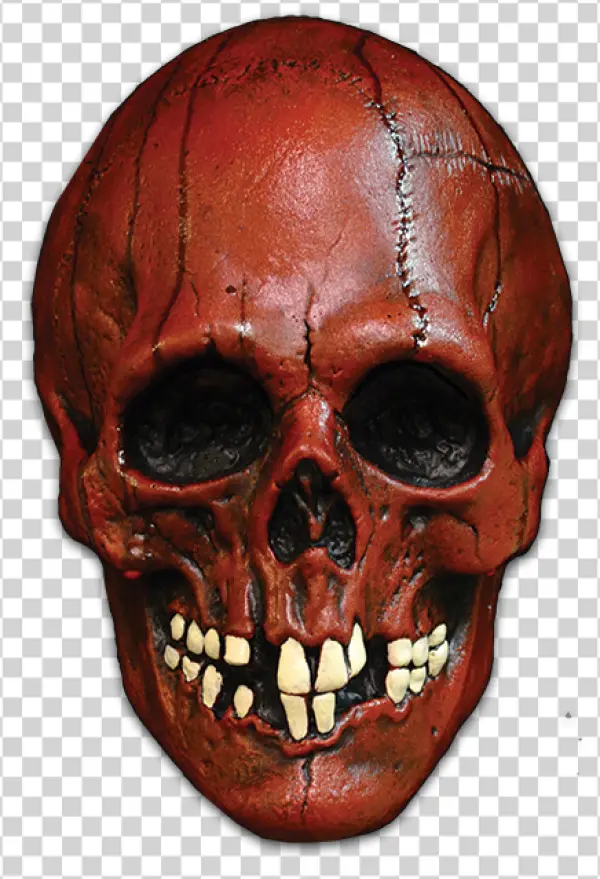 Creepy Red Stitched Skull PNG Transparent Background