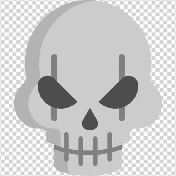 Stylized Grey Skull Icon PNG Transparent Background
