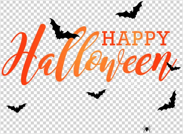 Happy Halloween Text with Spiderweb PNG