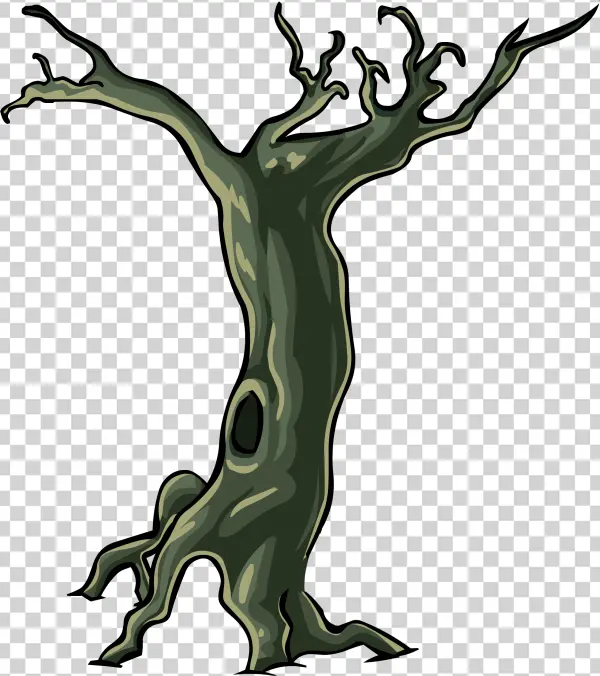Spooky Gnarled Bare Tree PNG Transparent Background